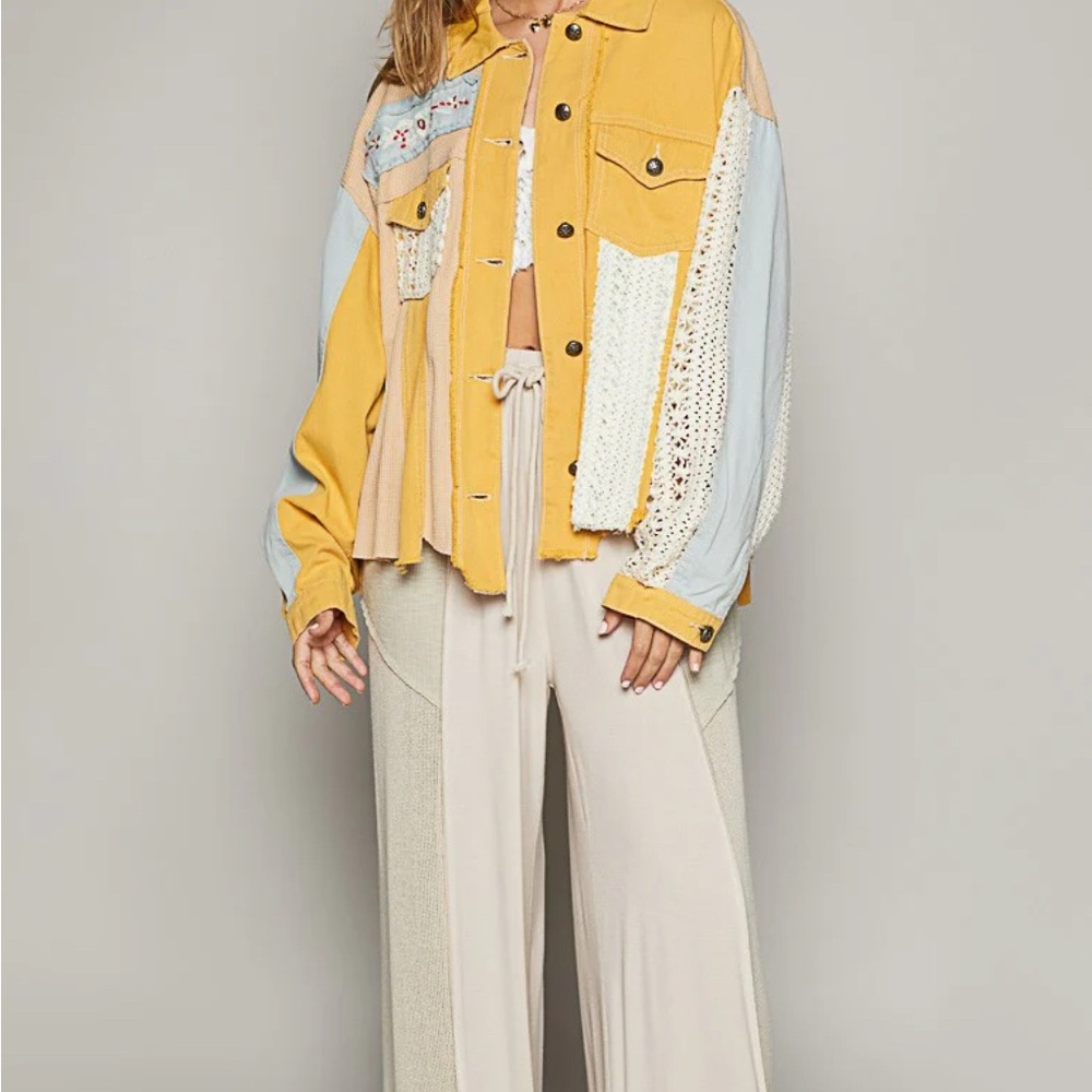 POL Yellow and Blue Patchwork Jacket NWT - image 5